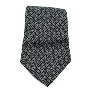 NICK HILTON COLLECTION Men's Geometric Blue Gray Tie‎ 100% Silk 56" x 4"